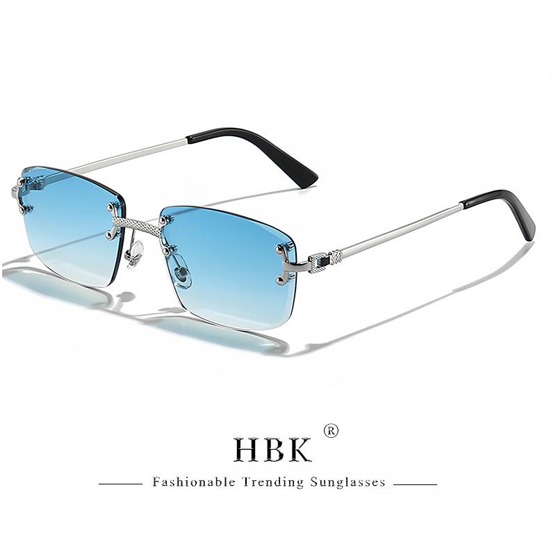 Occhiali da Sole HBK Senza Montatura Quadrati Donna Retro Metallo Occhiali da Sole Uomo Lusso Festa Business Lenti Sfumate Stile Estate 2024