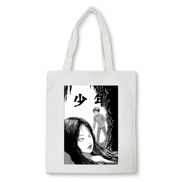 Japan Manga Junji Ito Tomie Shintaro Kago Grafik Cartoon Print Einkaufstaschen Mädchen Mode Casual Einkaufstasche Frauen Canvas Taschen