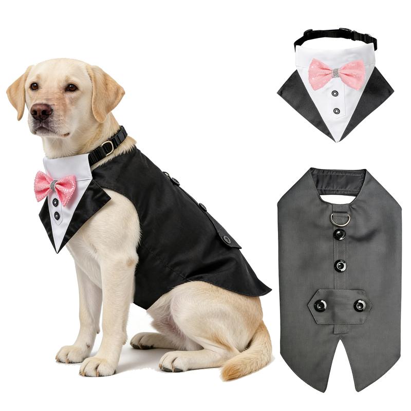 SucadoNew Pet Suit Tuxedo with Bow Tie and Scarf, Pet Costume Apparel for Birthday Parties Weddings and Photos for Dogs