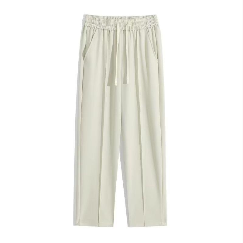 Trousers men's summer loose straight ice silk pants new thin men's casual pants drape suit trousers