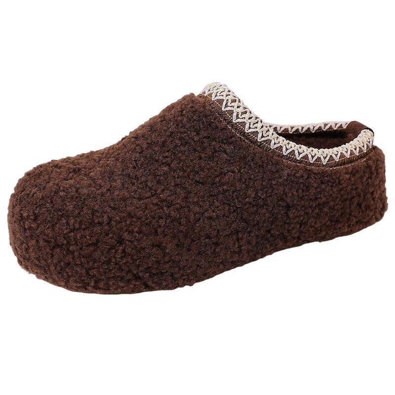 Simple wind soft bottom non-slip home indoor thick bottom bag head drag women's autumn retro wind casual exquisite lace cotton drag