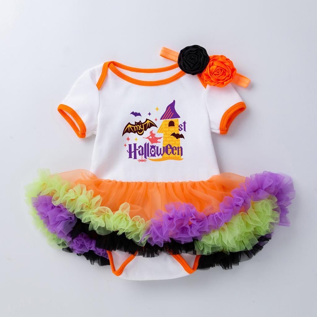 Infant Baby Girls Kids Skirts Set 2PC Romper + Headband Halloween Outfits