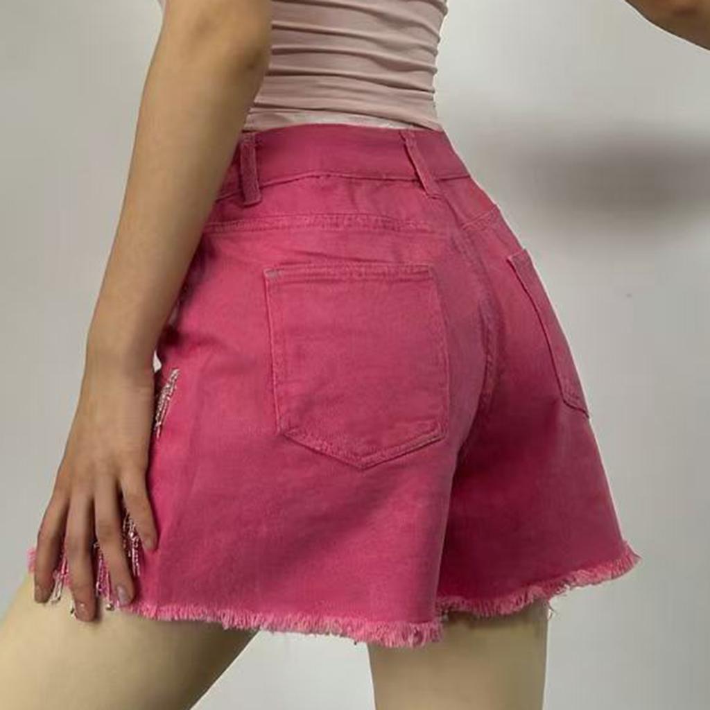 Women's Color Jeans Stretch Slim Fit Distressed Denim Shorts