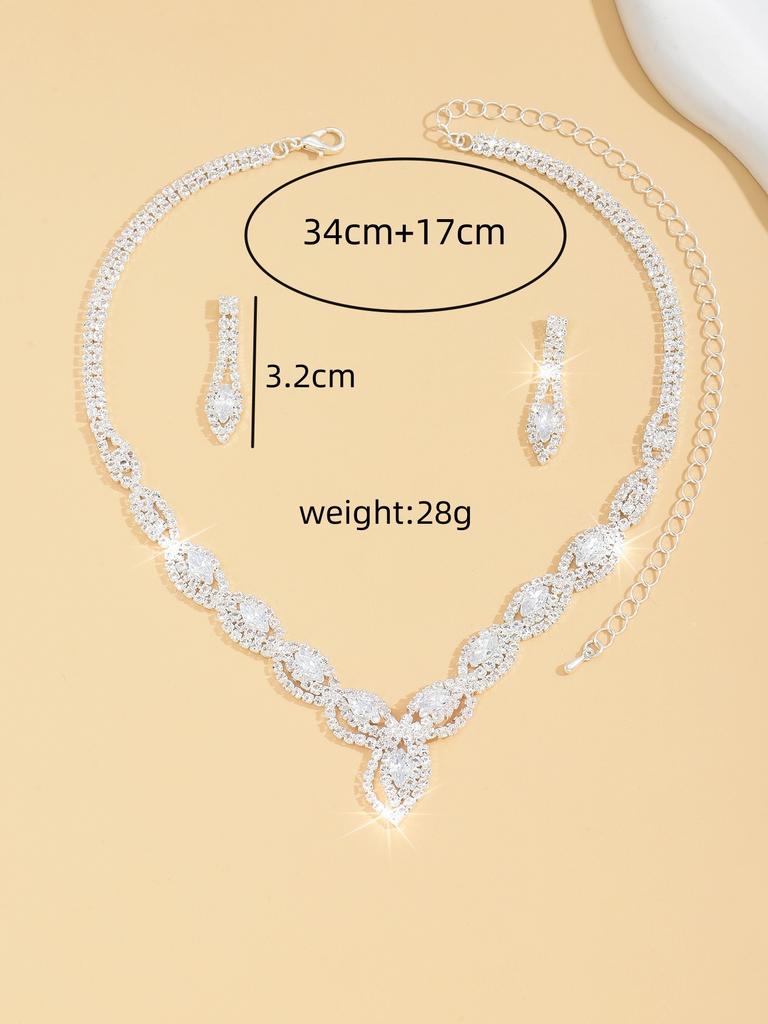 3 pieces of Women's Claw Chain Series Zircon Earrings with Necklace Zircon Set for Wedding, Banquet, Party, and Festival Gifts