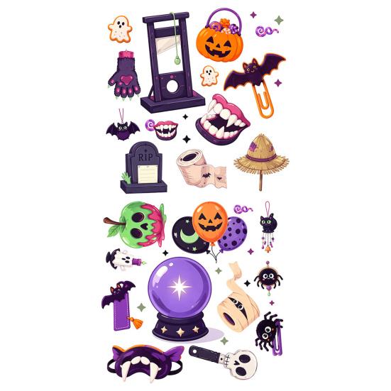 Reusable Glass Decor 2Pcs Halloween Static Window Clings, Sticker with Pumpkin Ghost Bat Indoor Outdoor Art Spider Ball Decals, Wall Stickers for Shop