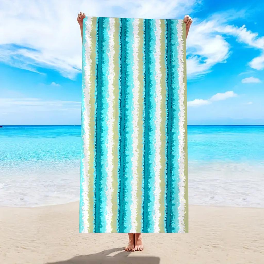1pc ultra-fine fiber striped beach towel, suitable for camping, beach, surfing, swimming essential multifunctional beach towel