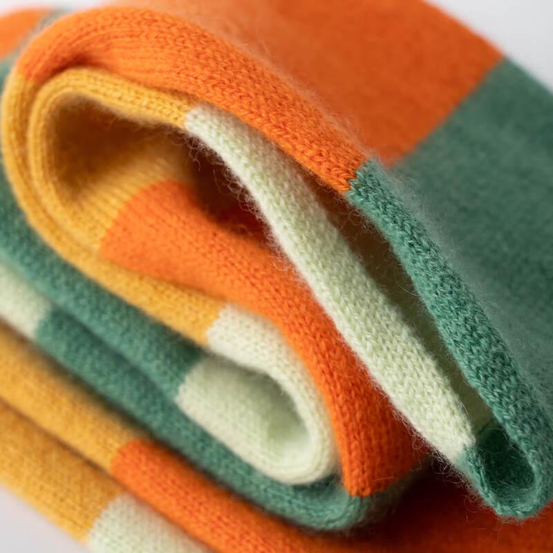 Sinuofude 100% Cashmere Spring Color-Block Scarf