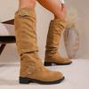 Women's Fashion Boots 2026 Belt Buckle Thick Heel Autumn Winter Knee High Boots Fashion Anti Slip Outdoor Women Shoes Plus Size