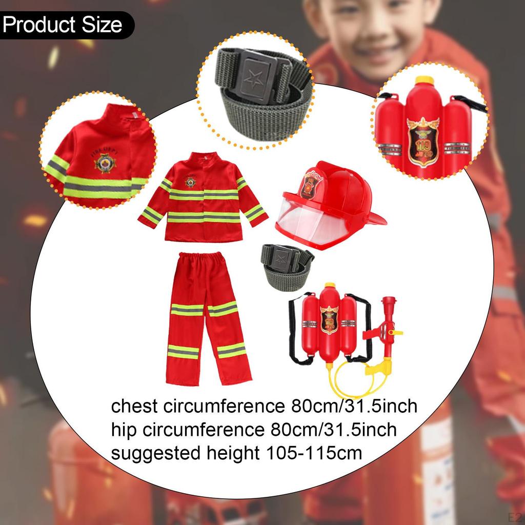 Kids Firefighter Costume Dress Up Clothes for Holiday Activities