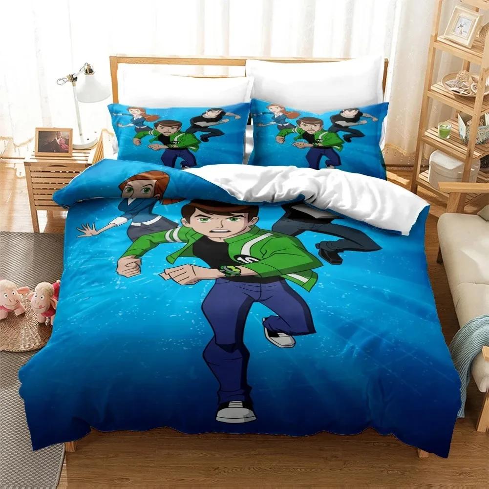 3D Cartoon Ben10 Bedding Set Print Bed Set With Pillowcase Bed Duvet Cover Soft Single Double Queen Super King Size Home Textile