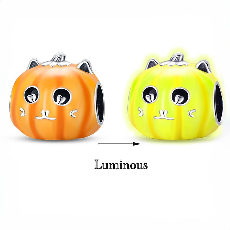 Halloween Glow Color Changing Skeleton Ghost Cucurbit Charm Bead Component Bead Components Compatible With Authentic Original Bracelet High Quality