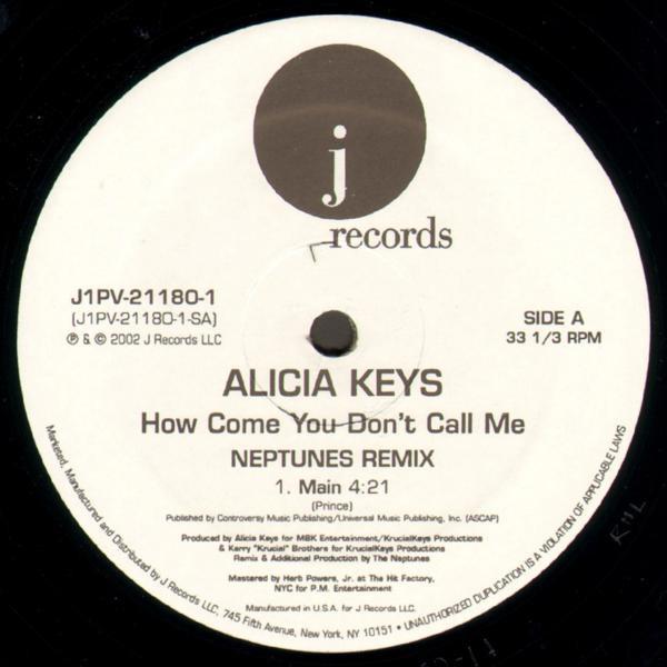 

12inch Record ALICIA KEYS How Come You Dont Call Me J1PV211801 J RECORDS 2002 US SoulFunk Used