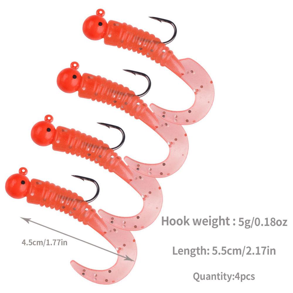 5 Stück/4 Stück/Beutel Jig-Haken mit Soft Lure Pesca Wobbler Kunstköder Silikonköder Seebarsch Karpfenangeln Soft Tail Barschköder