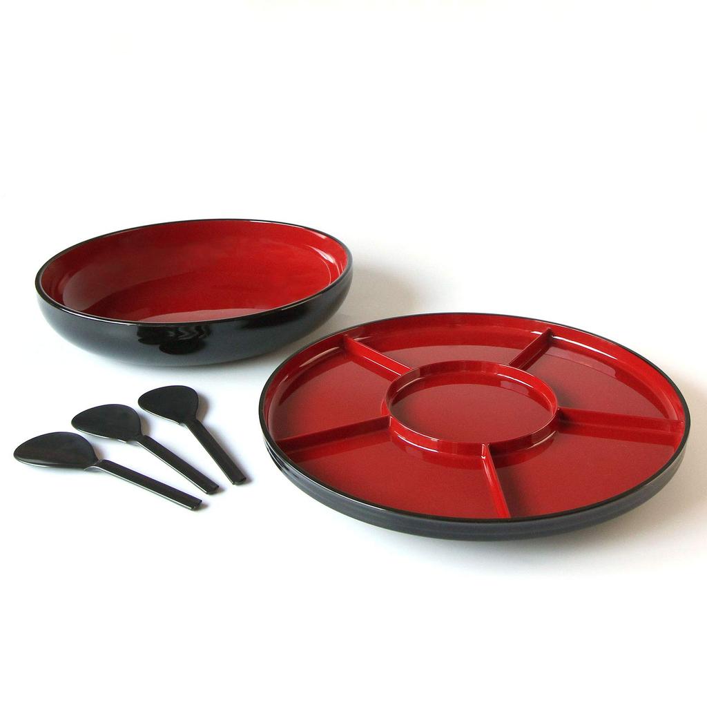 Sushi Made in with Rotating Sushi and 3 Rice Perfect for Parties Hand-rolled Set, Japan, Plate, Tub, Scoops, Lacquerware,