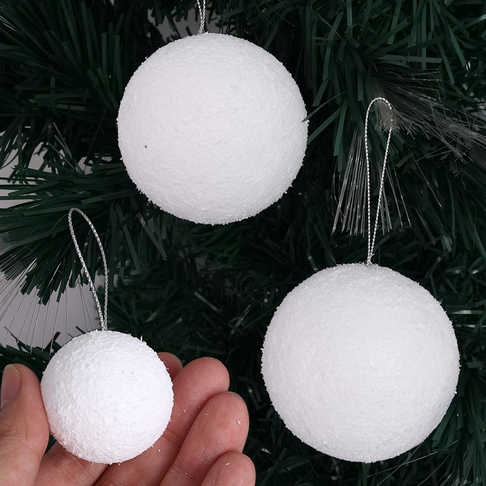 60/6Pcs White Foam Ball Christmas Tree Round Hanging Ornaments for Christmas Holiday Wedding New Year Party Home Decoration Ball