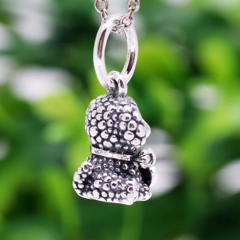 Ciondoli in argento sterling 925 con perline, ciondolo originale a forma di cane barboncino bulldog, adatto per braccialetti alla moda, collane, gioielli fai da te per le donne