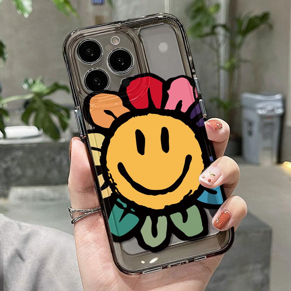 Smiley Sonnenblume Geeignet für iPhone17 Space Handyhülle 16Pro Rundumschutz x Apple 14 Rundumschutz 15 Schutzhülle