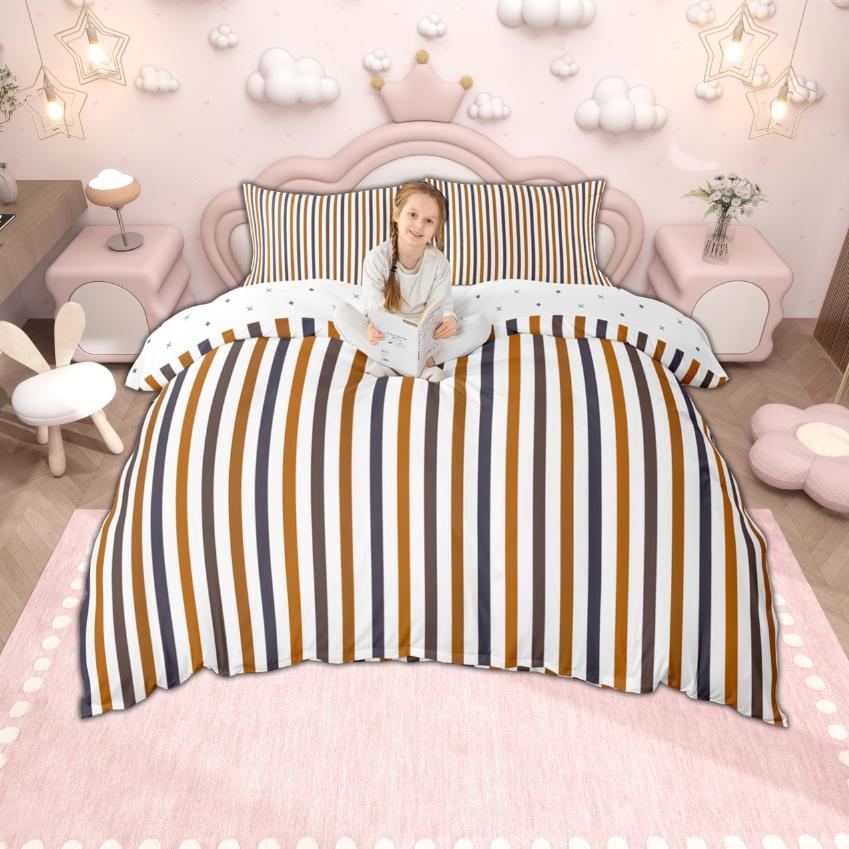 

Comforter Homewish Rainbow Stripe For Girls Geometric Lines Bedding Set Modern Cartoon Set Comforter (quilt)-EU Single(135*200cm)3pcs