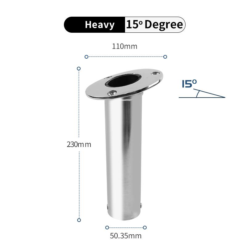 Alastin Mirror Polished Boat Accessories 15/30/90 Degree Stainless Steel Heavy Flush Mount Fishing Rod Holder 15 degree