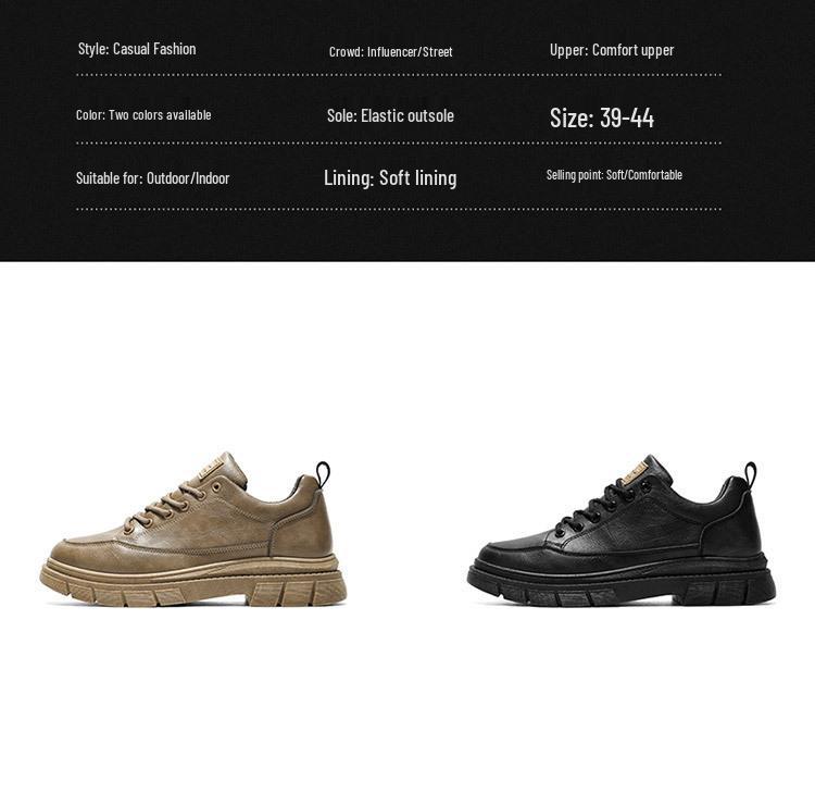 Men's 2025 Spring/Autumn Retro British Style Low-Top Leather Casual Work Shoes with Soft Soles