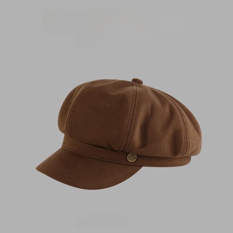 

Eightsided Beret Hat For Women With Sun Protection And Breathability For Casual Wear коричневий