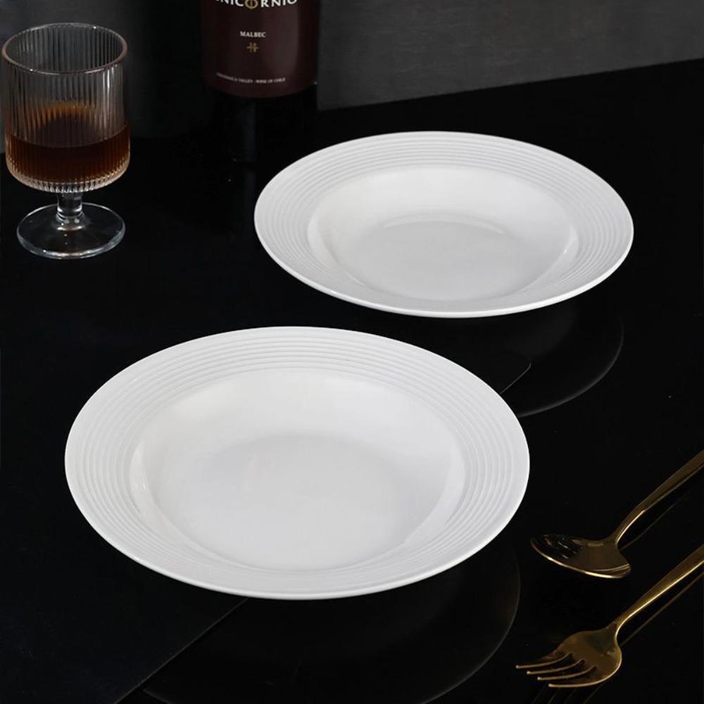 2PCS Japanese-Style Ceramic Straw Hat Plate Threaded Pattern Dessert Dish Serving Dish  Salad