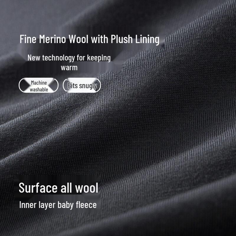 Hodo Men's Machine Washable Fleece-Lined 100% Wool Round Neck Sweater