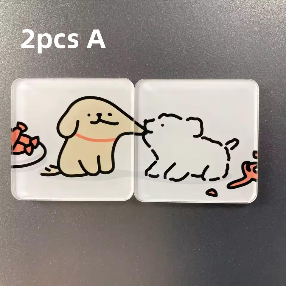 

2 шт. Милые магниты-пазлы на холодильник с собачками-любовниками, мультяшные, для холодильника, доски для записей, белой доски, фото, сообщения, декоративные