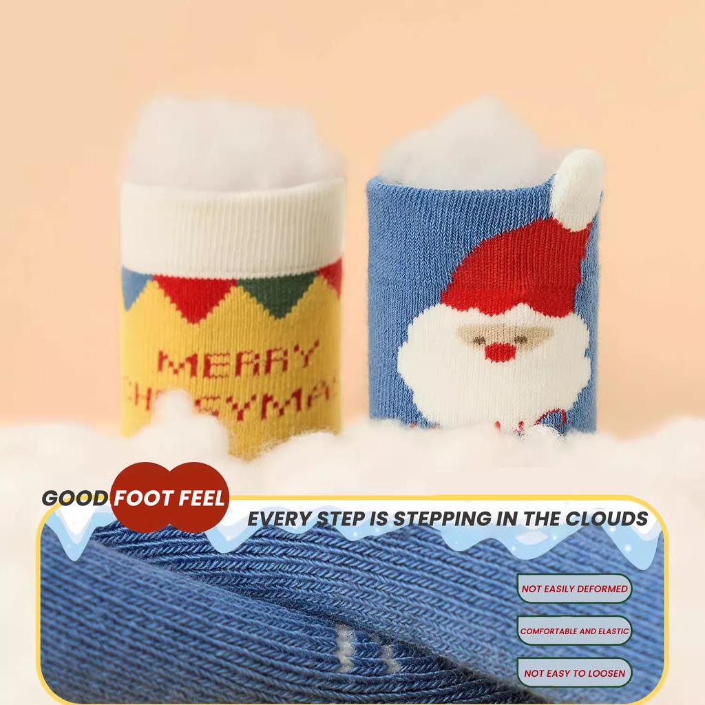 3Pairs  Children Christmas Winter Ultra Thick Terry Socks Elements Soft And Delicate High Elasticity Stitch Socks Cool 0-5Years