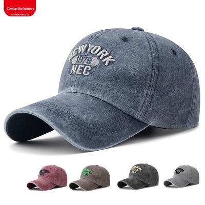 Czapka baseballowa z bawełny pranej w stylu koreańskim z haftowaną literą amerykańską – Unisex miękki kapelusz typu duckbill na każdą porę roku
