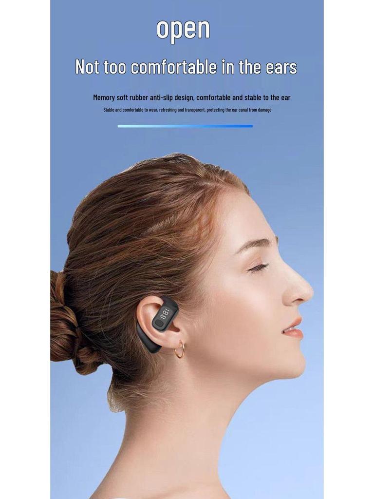 Universal Bluetooth Earphones: Over-Ear/In-Ear, Digital Display, Secure Fit for Sports, Suitable for Both Ears