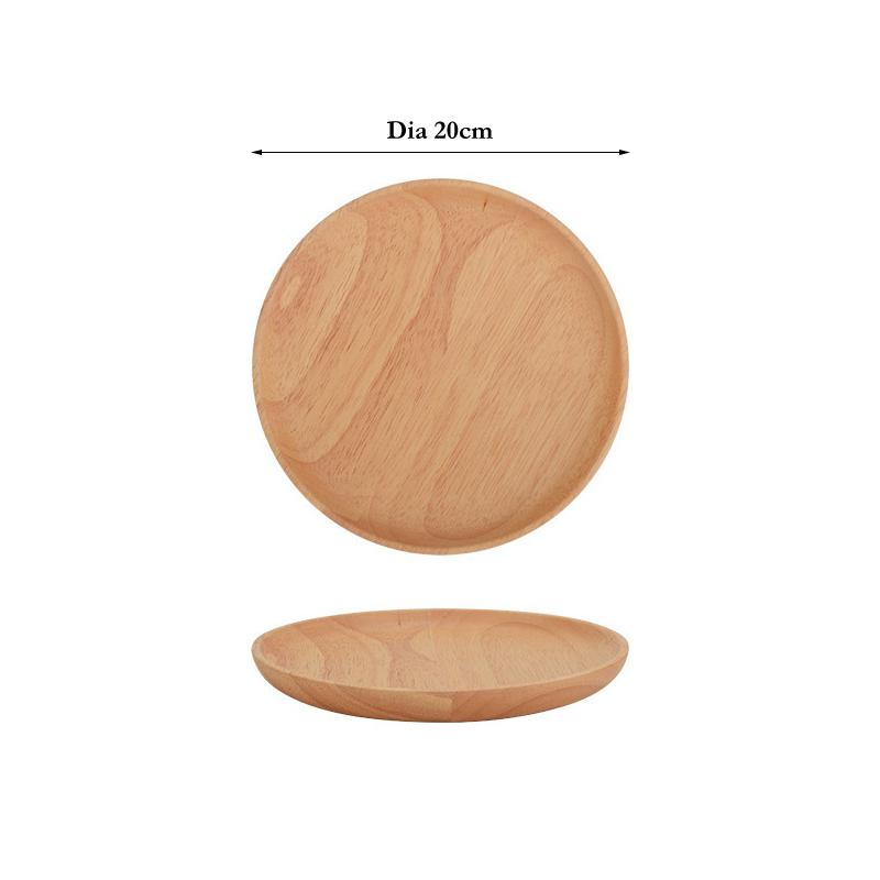 1Pc Round Wooden Plate Snack Dessert Plate Serving Tray Cake Fruit Dishes Food Plate Appetizer Tray Wooden Utensils Tableware