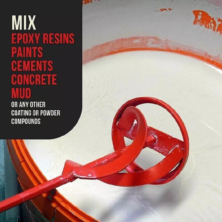 Steel Helical Mixing Blade For Power Drills Hexagonal Shaft Ensures Stability When Mixing Paint Grout In Large Bucket