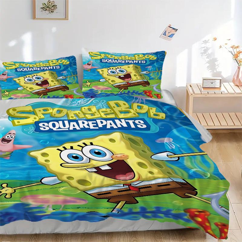 Spongebob'S Underwater Adventure Print 3Pcs Bedding Setduvet Cover With 2 Bedropillowcase Home Birthday Gift