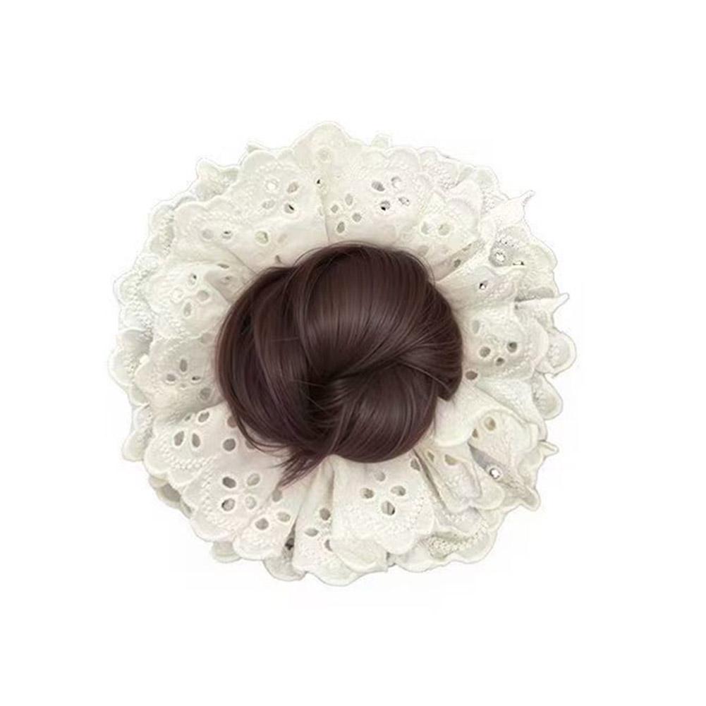 Women's Lace Bud Wig Clip Korean Style Hair Artifact Bun Bag Lace Hairpiece Clip Ponytail Base L4B2