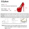 Fashion Eilyken Sexy Red Platform Pumps Women Ultra High Stiletto Heels 17CM Peep Toe Party Bride Wedding Shoes size 35-42