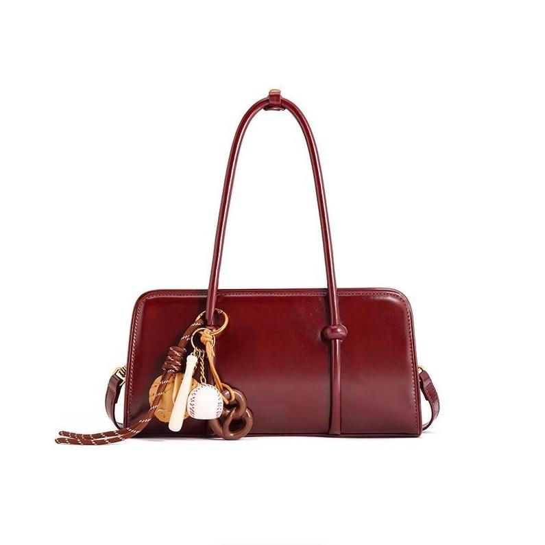 This Year's Popular Niche Medieval Underarm Bag Women's High-end Sense Retro Oil Wax Leather Portable Shoulder Messenger Tote Bag