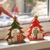 Wooden Christmas Tabletop Decorations Tree Decoration, Winter Xmas Gift Box Tiered Decorative Figurines for Home Tray Centerpiece, Rustic Table