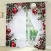 Party Essential Red Berries Pattern 2PCS Christmas Printed Curtains Luxurious Style Xmas Ball Holiday Windowcurtain