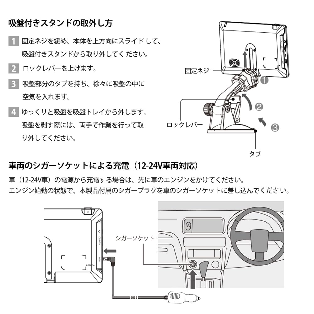 Bilnavigasjonssystem [Høstversjon 2024 Japans nyeste kart] 7-tommers bærbar bilnavigasjon