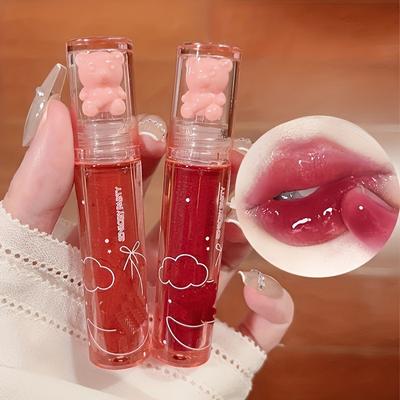 6 Color Lip Glaze Cute Little Bear Mirror Gloss Jelly Lips With Sparkling Light
