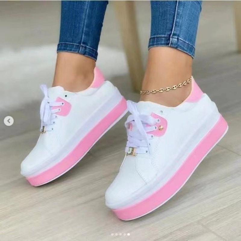 Fashion Women Platform Sneakers Trend White Shoes for Women 2025 New Sunflower Decoration Vulcanized Shoes Zapatillas Plataforma Mujer
