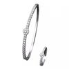 Elegant Four-Leaf Clover Zirconia Bracelet Ring Set Women Open Design Gold/White Gold Plated Copper Jewelry