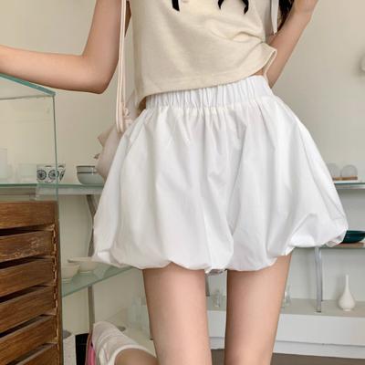 Shorts de Burbuja de Verano para Mujer Casual de Cintura Alta Hinchados con Bolsillos Cintura Elástica Mini Shorts tipo Globo
