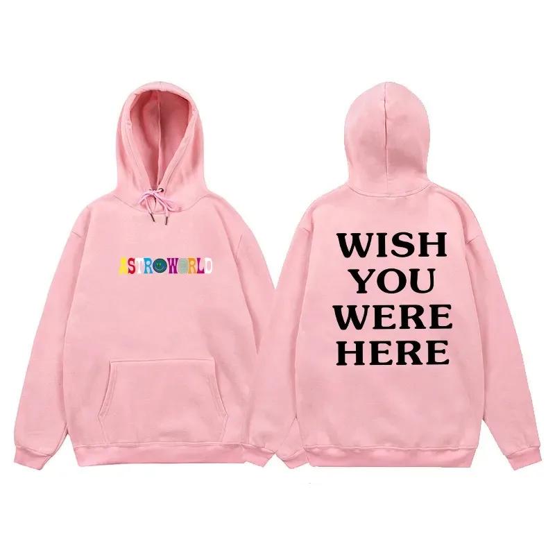 

Хіп-хоп Худі Чоловіки Жінки ASTROWORLD Худі Толстовки Cactus Jack WISH YOU WERE HERE Принт з Літерами Худі з Капюшоном Чоловік Вуличний Стиль M