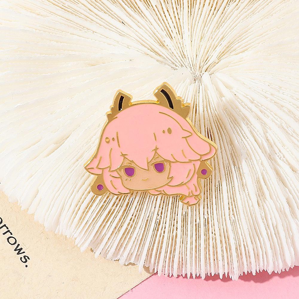 Original Fantasy Badge Walnut Lapel Pin Cartoon Character Alloy Brooch