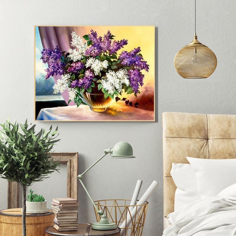 RUOPOTY Oil Painting By Numbers Flower Acrylic On Canvas DIY Frame Wall Art Picture By Numbers Daisy Children's Room Decor
