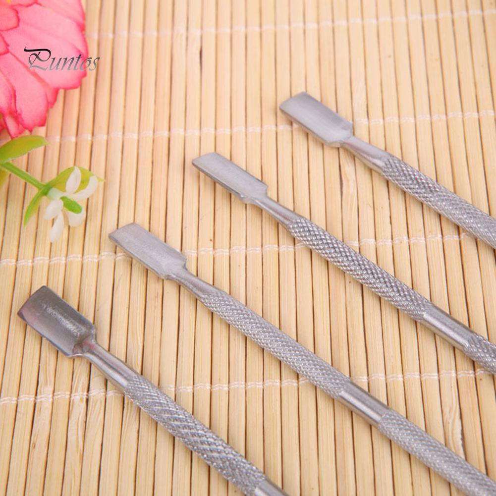 Puntos 4 Pcs Durable Stainless Steel Nail Cuticle Pusher Remover Manicure Pedicure Tool