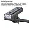 8LED Bike Light Front Bicycle Headlight High Brightness Rechargeable Cycling Light 9600mAh Power