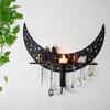 Bohemian Style Wooden Crescent Moon Wall Shelf for Crystals and Candlestick Decor